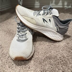 New Balance Cream and Gray Athletic Shoes